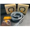 Image 2 : 2 Mens Leather Belts - Adjustable Fit/Ratchet Belts (Fits 32" to 38" Waist) - Black - New in Box