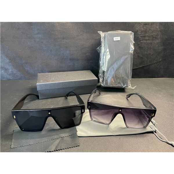 2 Boxes of Oversized Square Big Frame Trendy Sunglasses (2 Per Box/4 Pairs Total) - New
