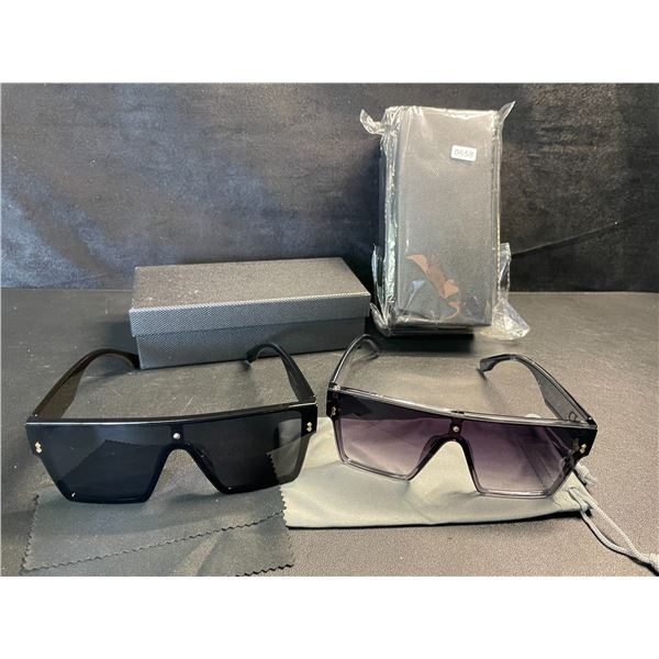 2 Boxes of Oversized Square Big Frame Trendy Sunglasses (2 Per Box/4 Pairs Total) - New