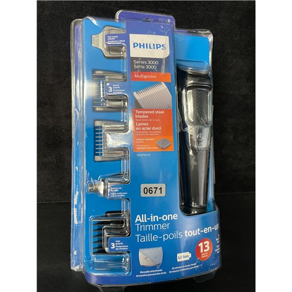 1 Philips Series 3000 Multigroom Cordless Trimmer;13PC All-In-One Set - New (Damaged Box)