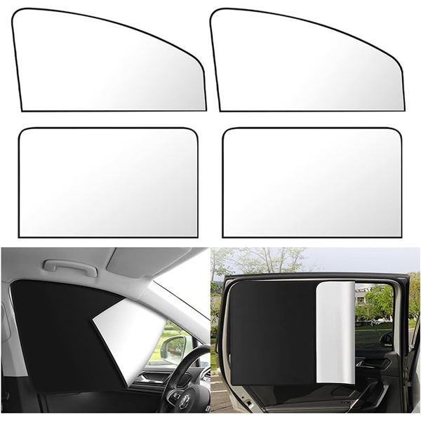 2 Sets of Foldable Magnetic Car Window Shades; 4PCS each - Car Privacy/UV Shades - New