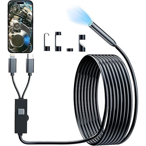 1 Industrial Endoscope Inspection Camera; 7.9mm Borescope; Android/iOS Compatible - New