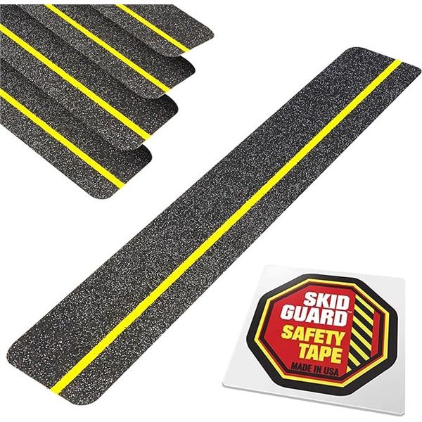 Skid Guard Anti-Slip Grip Tape for Stairs (5-Pack) 3in x 17in Size; Indoor/Outdoor Use - New