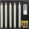 Image 4 : 5-Pack of 10" Ivory Flameless Taper Candles - Battery Operated Candles w/ Remote Control - New