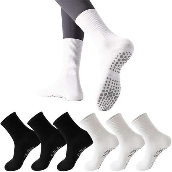 6 Pairs of Yoga/Pilates Grip Bottom Cushioned Socks; Non-Slip Socks - New