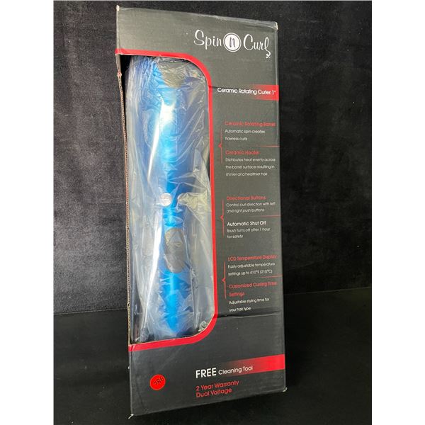 1 Spin n' Curl Ceramic Rotating Curler 1" Hair Curling Iron w/ LCD Temp Display - Blue - Brand New