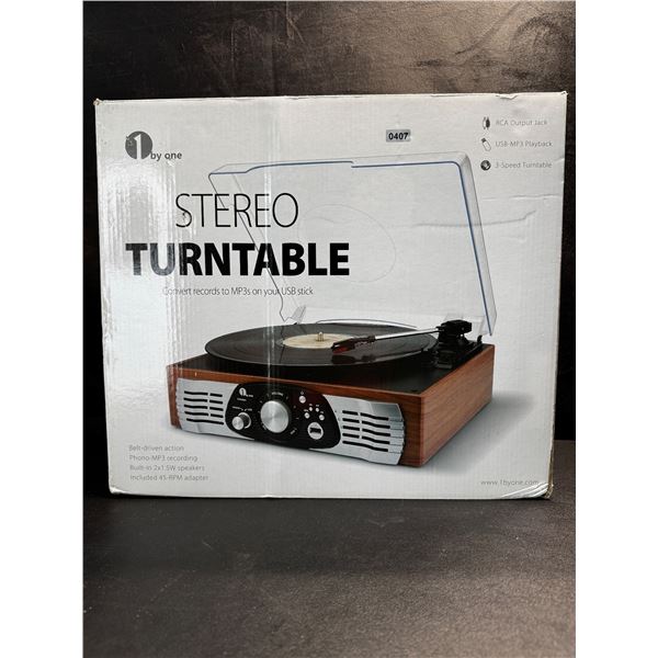 1 1ByOne Belt Driven Stereo Turntable - Converts Records into MP3s onto USB Drives - New