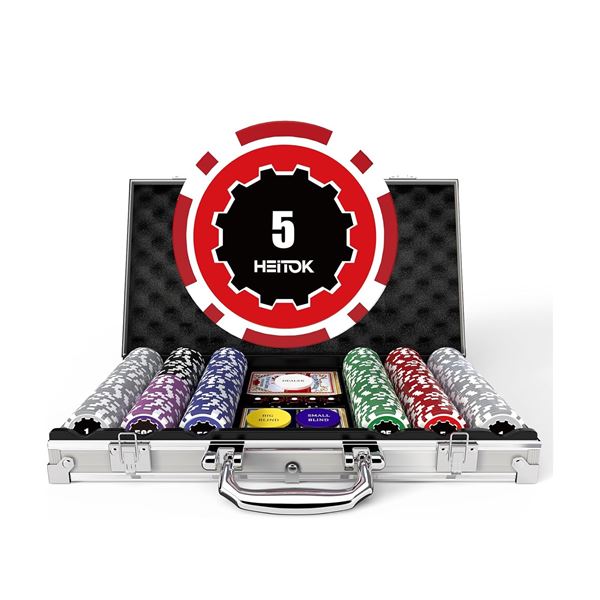 1 Supreme Touch 300-Piece Authentic Casino Feel Composite Iron Core Poker Chip Set - New