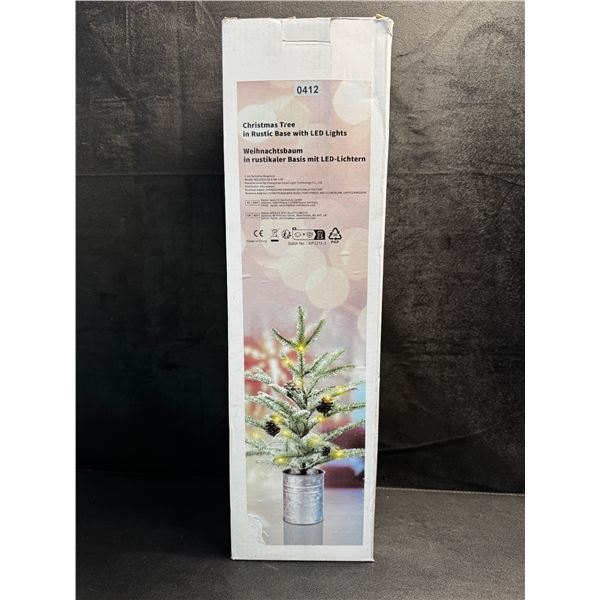 1 Rustic Style LED Christmas Tree with Metal Pot Base 13" - New
