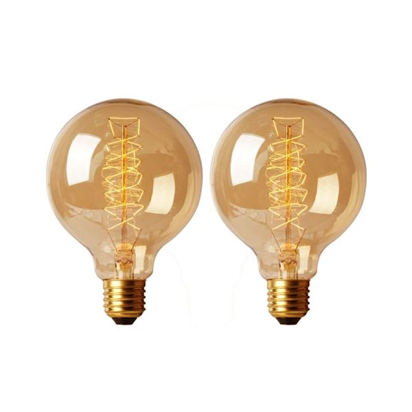 1 2-Pack of G30 Edison Globe Bulbs - G95 E27 40W Warm White - New