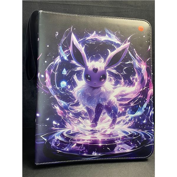 1 Leather Premium Pokemon Card Storage Binder - 9-Pocket Pages; Eeveelution Design - New
