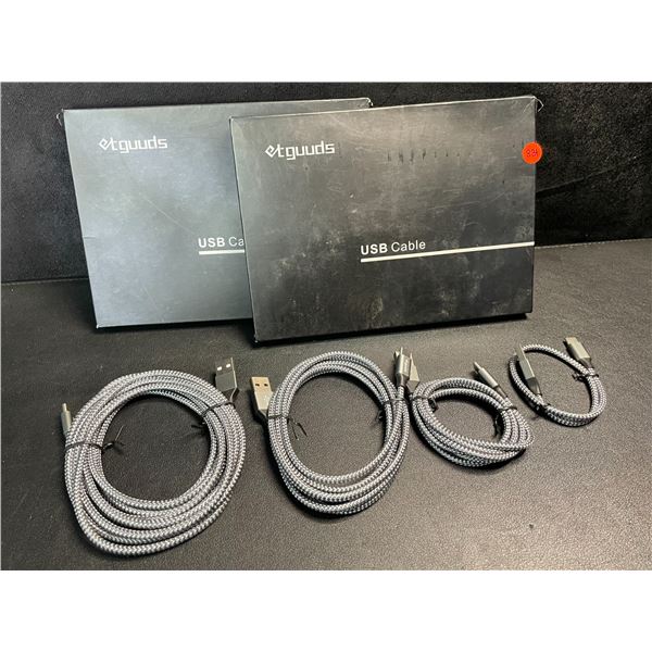 2 Boxes of Braided USB-C Charging Cables; 4 Per Box - USB-A to USB-C Cables - Brand New