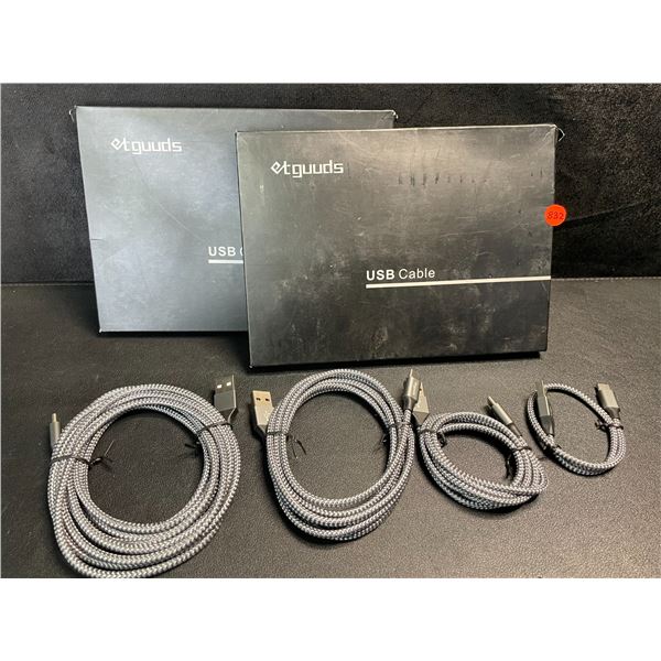2 Boxes of Braided USB-C Charging Cables; 4 Per Box - USB-A to USB-C Cables - Brand New