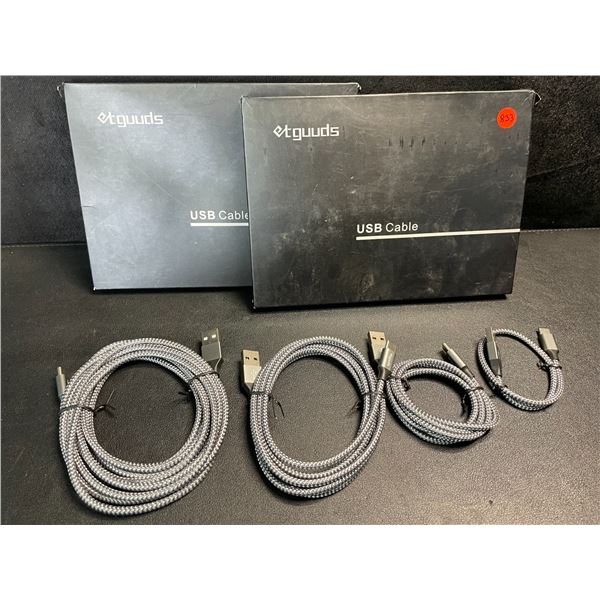 2 Boxes of Braided USB-C Charging Cables; 4 Per Box - USB-A to USB-C Cables - Brand New
