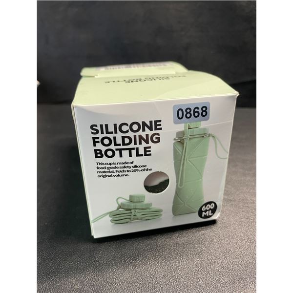 2-Pack of Silicone Folding Collapsible Water Bottles - 600ml - New