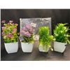 Image 2 : Set of 4 Small Artificial Table Plants/Flowers for Decor - New