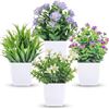 Image 1 : Set of 4 Small Artificial Table Plants/Flowers for Decor - New