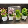 Image 2 : Set of 4 Small Artificial Table Plants/Flowers for Decor - New