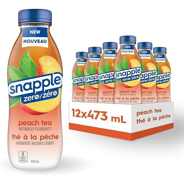 1 Case of Snapple Zero Peach Tea - 12 x 463ml Bottles - BB: AL 24/2025