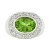 Image 4 : 18k White Gold 4.11 ctw Oval Peridot & Pave Diamond Matte Hammered Cocktail Ring