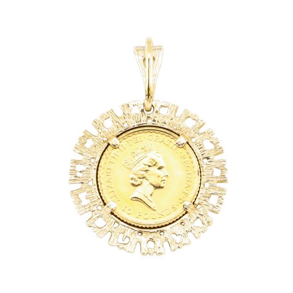 1/10th British Sovereign Coin Pendant - 14KT - 24KT Yellow Gold