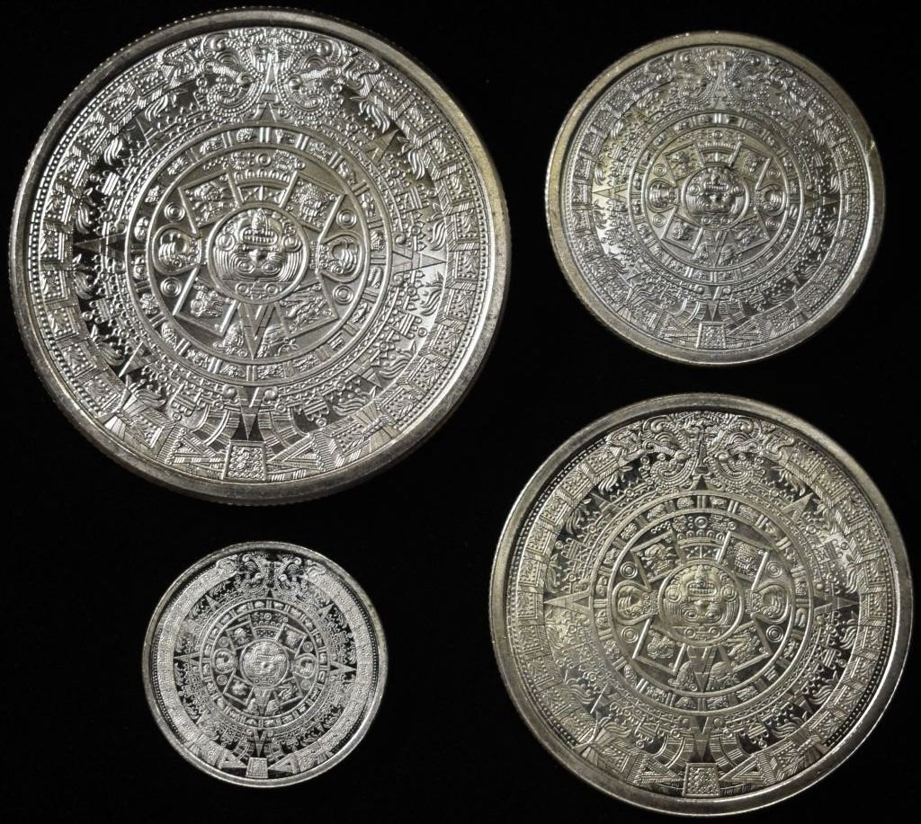 SET OF AZTEC .999 SILVER ROUNDS 1.85 OZ