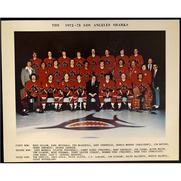 1972-73 WHA LOS ANGELES SHARKS TEAM PHOTO