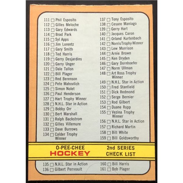 1972-73 O-PEE-CHEE 2nd SERIES CHECKLIST - ERROR CARD