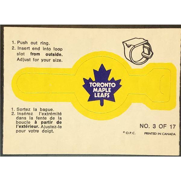 1973-74 O-PEE-CHEE TORONTO MAPLE LEAFS - RING INSERT