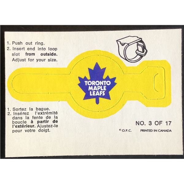 1973-74 O-PEE-CHEE TORONTO MAPLE LEAFS - RING INSERT
