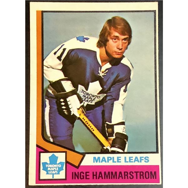 1974-75 O-PEE-CHEE INGE HAMMARSTROM ROOKIE CARD