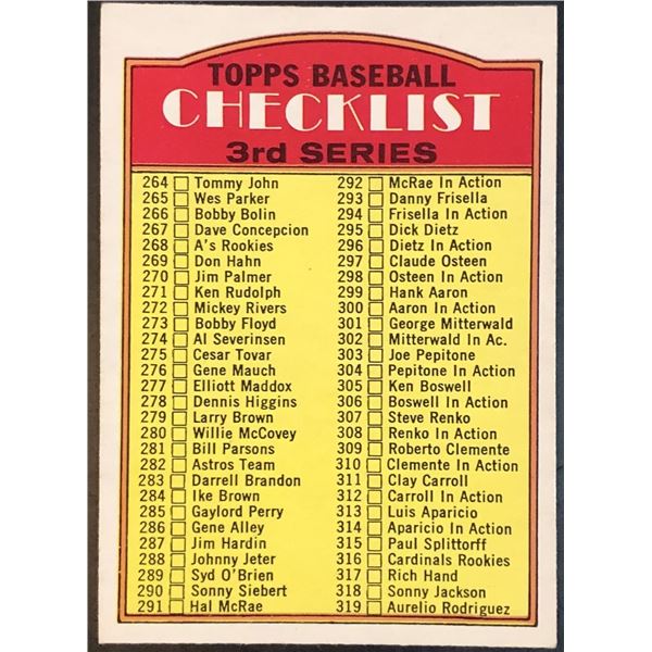 1972 O-PEE-CHEE 3rd SERIES CHECKLIST