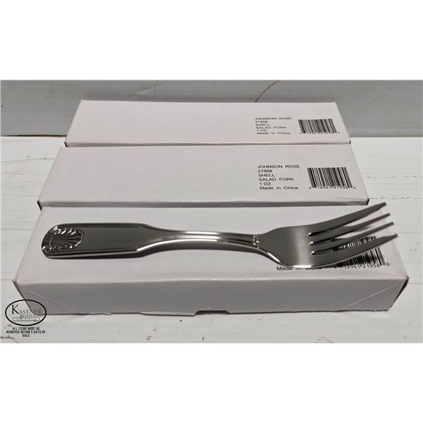 3 DOZ NEW JOHNSON ROSE SHELL SALAD FORKS
