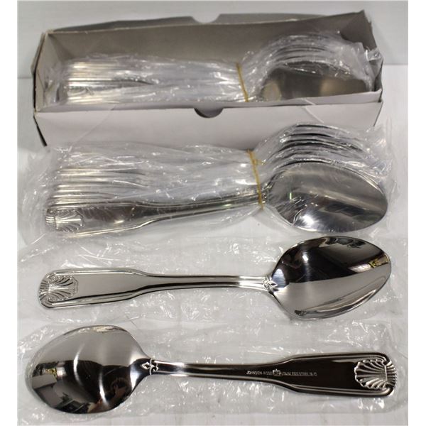 2 DOZEN NEW SHELL DINNER / TABLE SPOONS -JR 21959