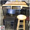 Image 1 : 2 WOOD TOP DINNING TBALES W/ 5 ASSORTED SEATS
