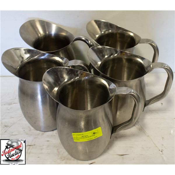 LOT OF 5 VOLLRATH SS WATER PITCHERS