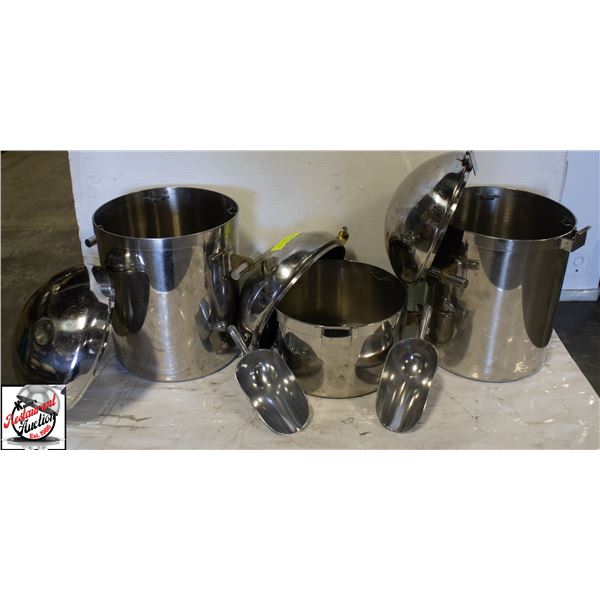 LOT OF 3 SS CHRISTOFLE ICE BUCKETS W/ 2 SCOOPS