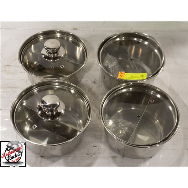 4 NEW 6" S/S HOT POT INDUCTION POTS W/ 1/2 SPLITS