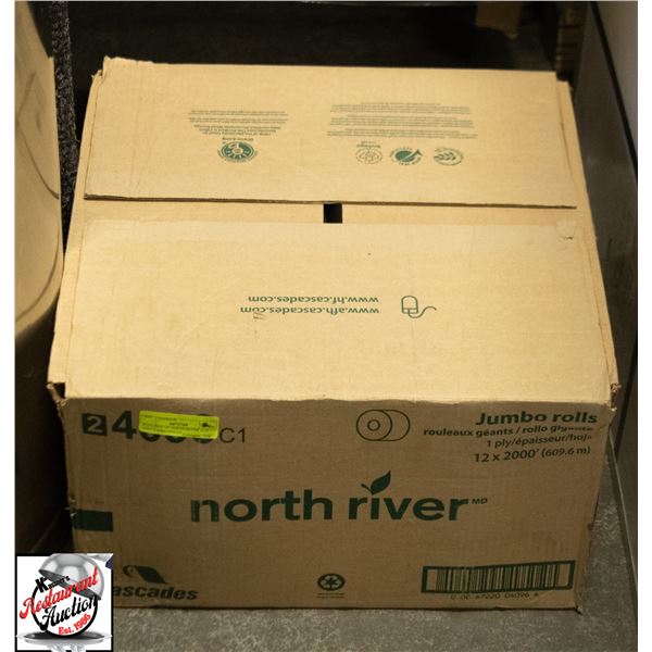 FULL BOX OF NORTH RIVER 12 X 2000' JUMBO ROLLS