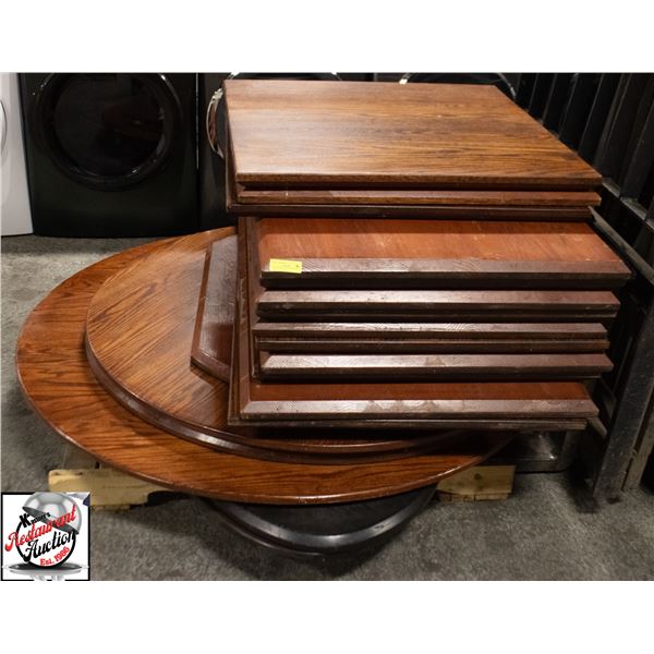 PALLET OF 18 ASSSORTED SOLID OAK TABLE TOPS