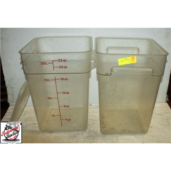 5 CAMBRO 6 QT DRY STORAGE BINS W/ 5 LIDS