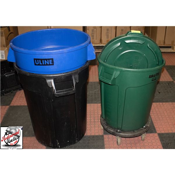 3 ASSORTED TRASH BINS 1-20 GAL, 2-32 GAL