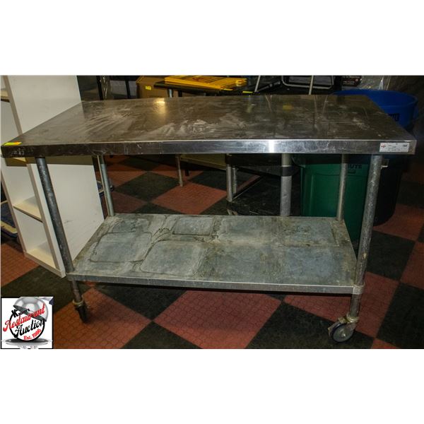 EFI 60" X 30" X 39" S/S WORK TABLE ON CASTORS W/