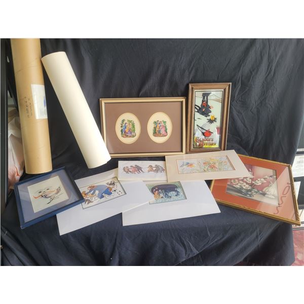 Framed Needle Point & Prints A