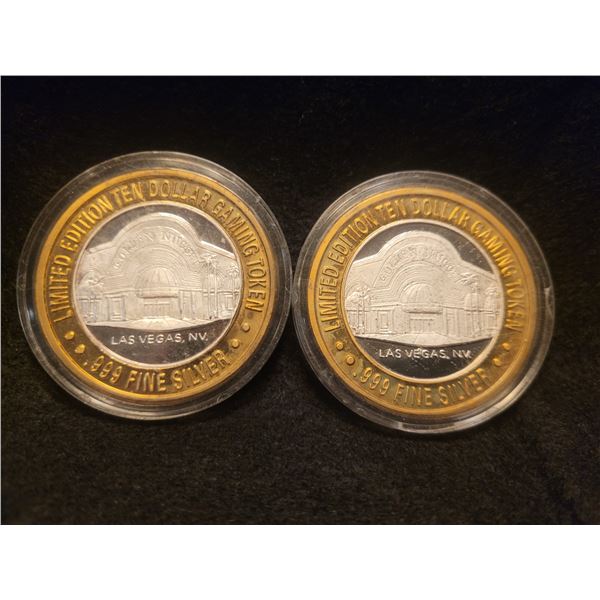 Las Vegas $10 Silver Gaming Tokens A