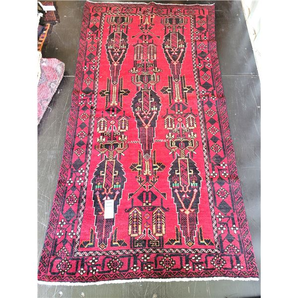 Persian Wool Rug 'Baluchi Rich Red' C