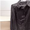 Image 2 : Black satin shirt with glitter lines and net sleeves Size M