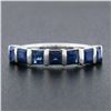 Image 2 : Platinum 1.82 ctw Square Step Cut Sapphire Bar Channel Set Stack Wedding Band Ri
