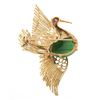 Image 3 : Vintage 18k Gold Cabochon Jade Ruby Textured Open Wire Work Swan Bird Brooch Pin