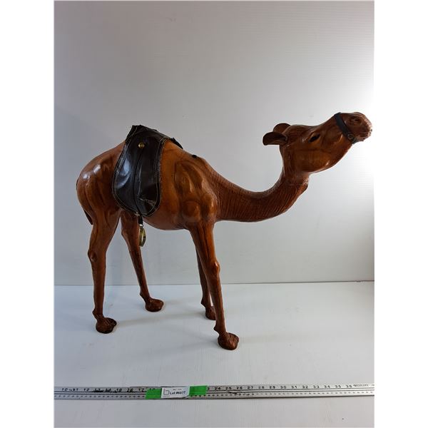 Carved Wood Camel Decoration 24 x 28" -  PICK UP